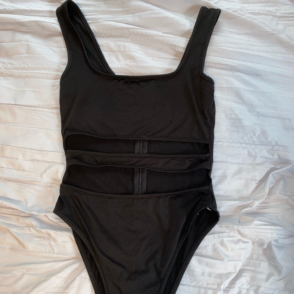 Black strappy bodysuit